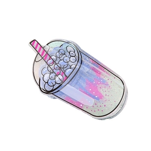 Creative bubble tea acrylic hair claw clip with colorful glitters and straw design