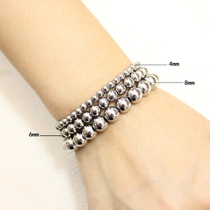 Three-piece stainless steel beaded bracelet set showing 4mm 6mm and 8mm sizes