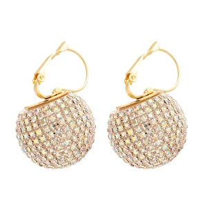 Boucles d'oreilles boules géométriques étincelantes avec strass colorés en métal doré