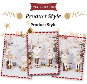 Détails des poupées de Noël Père Noël et bonhomme de neige avec base en bois naturel