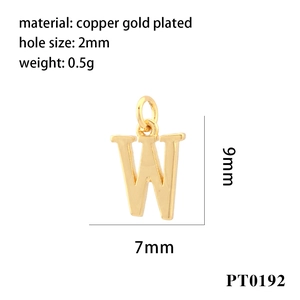 Minimalist gold plated copper letter W pendant for DIY necklace making and jewelry craft