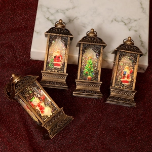 Vintage Christmas lanterns set with Santa, snowmen and warm glowing LED lights