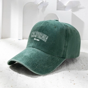 Vintage green CALIFORNIA embroidered cotton baseball cap for outdoor sun protection