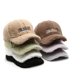 Winter Warm Faux Lambswool Baseball Cap For Men Women Colorado Letter Embroidery Plush Adjustable Sun Hat Outdoor Sport Windproof