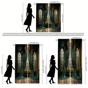 Size chart showing height options for forest sunset polyester blackout curtains