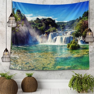 Tenture murale paysage cascade et forêt verdoyante pour décoration de dortoir