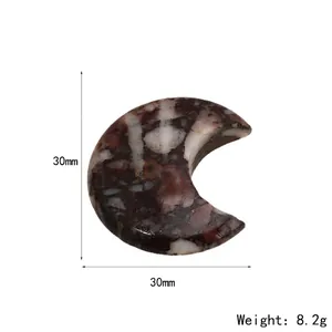 Natural agate moon crystal stone ornament in brown and white 30mm 8.2g size