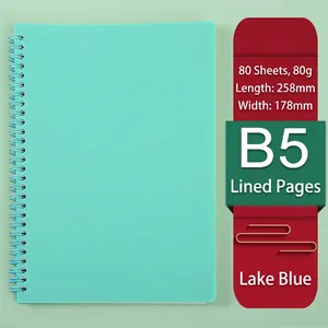 B5 spiraalnotitieboek in zeeblauw met 80 vellen gelinieerd 80g papier en PP omslag