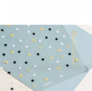 Detailed macro view of celestial star and moon 5D nail stickers model KX040-2