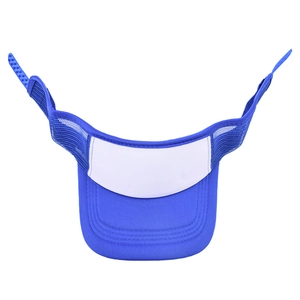Blue and white open top sun visor hat with breathable mesh and adjustable back strap
