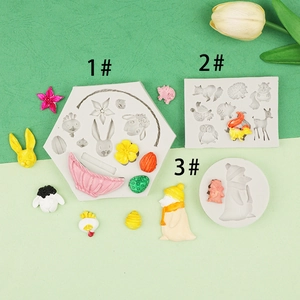 Silikonform-Set mit Osterhase, Eichhörnchen und Pinguin für DIY Backen und Basteln