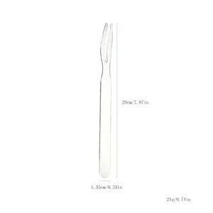 Detailed view of the stainless steel grilling fork with dimensions 20cm by 1.35cm