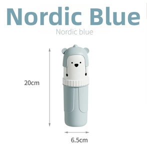 Détail du gobelet ours bleu nordique avec dimensions 20cm x 6,5cm pour le voyage