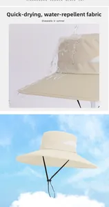 Waterproof and quick-dry wide brim outdoor hat with breathable mesh and adjustable strap