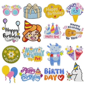 Écussons Brodés Polyester Thermocollants Fête D'Anniversaire Appliques Dessin Animé Décoration Vêtements Enfants