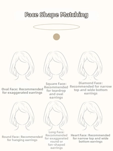 Visual guide showing C-shaped zircon earrings matching six different female face shapes
