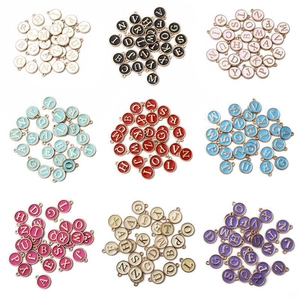 Colorful enamel alphabet pendants in nine colors for DIY jewelry making and crafts