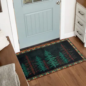 Christmas Door Mat Floor Rug Faux Cashmere Anti-Slip Washable Kitchen Entryway Holiday Decor Cartoon Pattern For Home