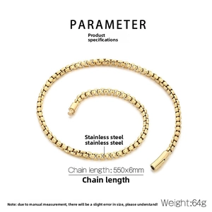 Detailed specs of 18K gold stainless steel 6mm box chain with length and weight