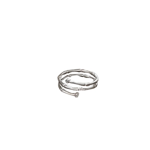 Minimalist S925 sterling silver multi-layer spiral bamboo ring with organic texture