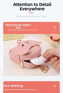 Detail of pink elephant mini coin purse featuring high-quality metal zipper and hook hardware