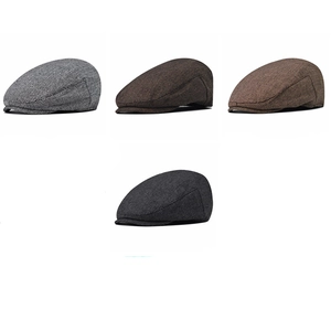 Classic herringbone newsboy flat caps for men available in four retro autumn colors