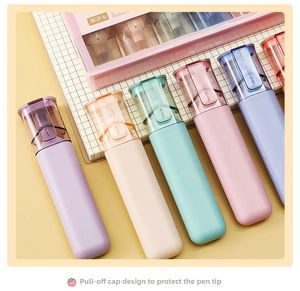 Detailed view of the easy-to-use cap design protecting the soft marker chisel tip