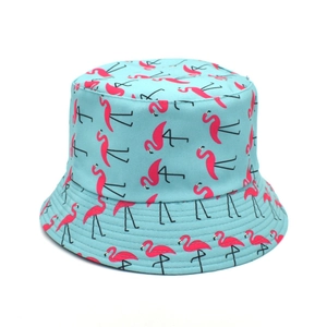 Reversible Flamingo Print Polyester Bucket Hat Sun Protection Foldable Summer Fisherman Hat For Men Women Travel Outdoor Cap