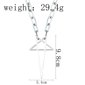 Detailed size chart of punk star pendant necklace with weight and height measurements