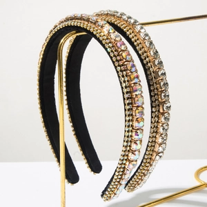 Barock Gepolsterte Samt Strass Stirnband Für Damen Luxus Glitzer Mode Haarband Täglich Pendler Haarschmuck