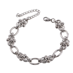 Bracelet chaîne à maillons en acier inoxydable pour homme avec fermoir mousqueton