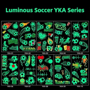 Tatouages temporaires lumineux football pour enfants avec motifs de trophées