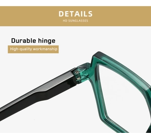 Detailed close-up of the durable hinge and high-quality craftsmanship of square reading glasses