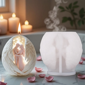 3D angel wing silicone mold for DIY heart-shaped couple scented candles and resin crafts