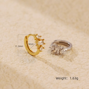 S925 sterling silver geometric zircon hoop earrings in gold and silver finishes