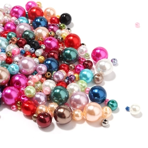 Colorful ABS faux pearls with smooth finish and pre-drilled holes for DIY jewelry making