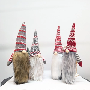 Christmas Knitted Faceless Gnome Wine Bottle Cover Long Beard Forest Old Man Bottle Sleeve Xmas Party Table Decoration