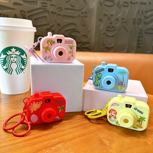Colorful cartoon dinosaur projection camera keychains for bag accessories and party favors