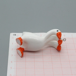 Creative three-headed goose animal pendant charm for DIY jewelry and keychains