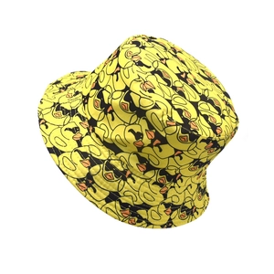Bucket Hat Cartoon Yellow Duck Print Polyester Sun Protection Outdoor Casual Fisherman Basin Hat For Men Women