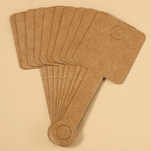 Schmuck-Klappkarten aus braunem Kraftpapier, 4x10cm selbstklebende Ringetiketten