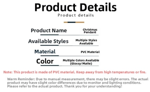 Detailed specifications for PVC Christmas ball ornaments featuring glossy and matte finishes