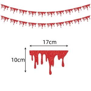 Glittery red bloody banner for Halloween party decor, 17cm width hanging decoration