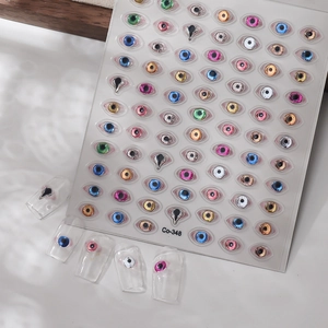 3D gold foil evil eye nail art stickers in various colors for DIY manicure decoration