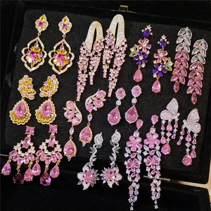 Zircon Butterfly Heart Teardrop Dangle Earrings With 925 Sterling Silver Earring Post Luxury Alloy Long Tassel Elegant Women