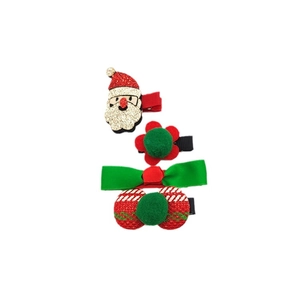 Set di fermagli natalizi per capelli per bambini con Babbo Natale e fiocchi rossi