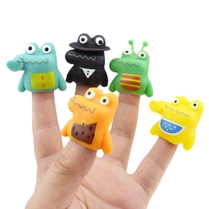 Set of 5 colorful TPR crocodile finger puppets for kids imaginative play and education
