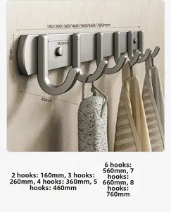 Size chart for self-adhesive hooks showing various lengths and spacing dimensions in mm