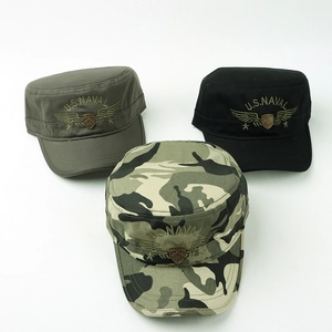 Three-piece set of camouflage and solid cotton military caps with US NAVAL embroidery