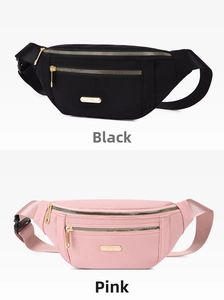 Close-up of dual-zipper compartments and golden metal hardware on stylish PU chest bags